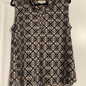 Dana Buchman Black and Beige Patterned Sleeveless Top